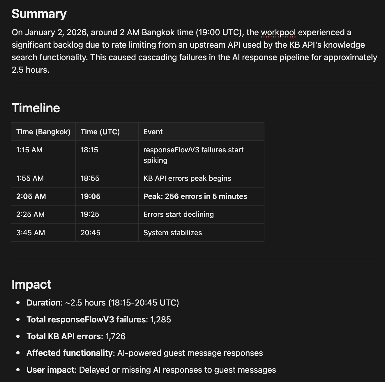 Notion incident report - summary and timeline